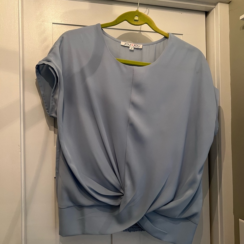 Joy Joy Women's Light Blue Twist Front Top